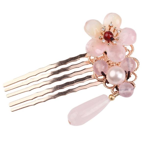 

1pc hair comb imitation pearl crystal insert copper floral for wedding brushes, Silver