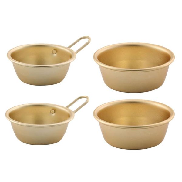 

bowls 4pcs delicate korean aluminum round for home (golden)