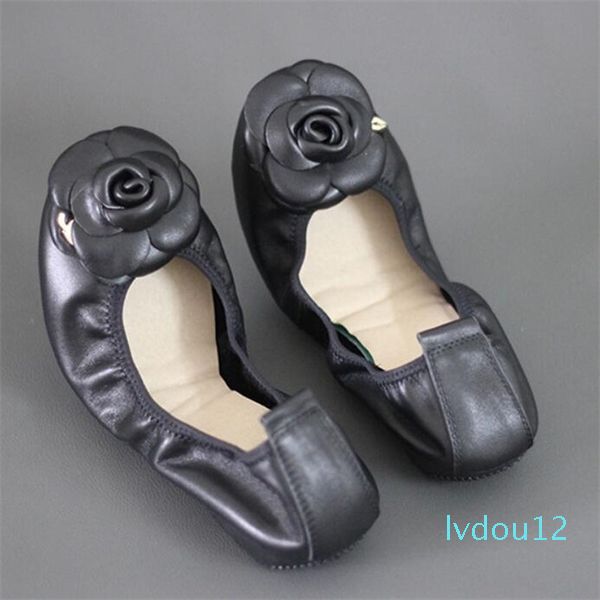 

women leather slip on ballet for flowers flat shoes women fashion zapatos mujer ballerina flats, Black