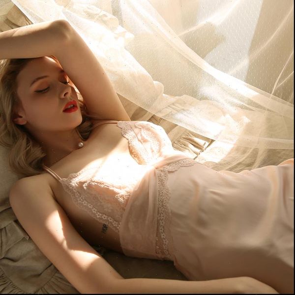 

spring and summer women sleepwear deep v backless nightwear young girl lace mesh temptation lingerie nightgown nightdress, Black;red