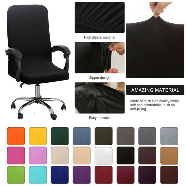 

chair covers solid color elastic stretch office cover spandex computer arm slipcover dust-proof rotatable armchair protectors m/l