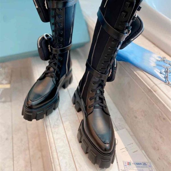 

boots 2021 women tactical genuine leather knight's style pantshoes comfortable pointed toe zip designer, Black