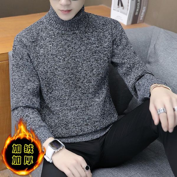 

men's sweaters knitted sweater men mens fashion velvet pullovers autumn and winter long sleeve korean comfort youth, White;black