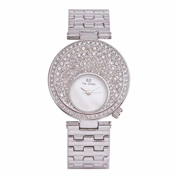 

wristwatches women watches dress casual quartz small dial ladies wrist rhinestone rose gold for 2021, Slivery;brown
