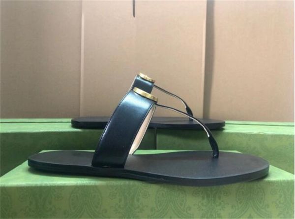 

slipper designer slide summer sandals fashion men beach indoor flat flip flops leather lady women shoes ladies slippers size 35-45 with box, Black