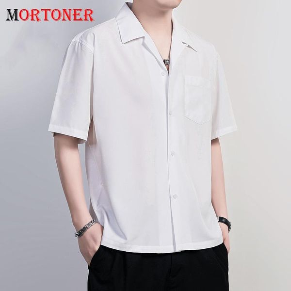 

men's casual shirts cuban camp guayabera men chest pocket white summer short sleeved shirt hawaiian camisa masculina, White;black