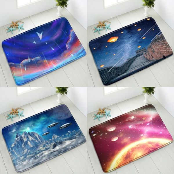 

bath mats 3d starry sky non-slip bathroom mat black night earth universe great wall bedroom kitchen entrance doormat rug absorbent carpet