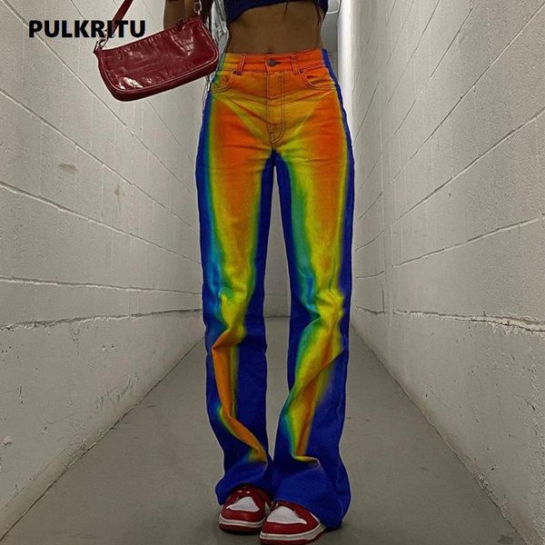 

women's pants & capris pulkritu gradient print high waist long bottoms women fashion streetwear casual straight trouser autumn winter 2, Black;white