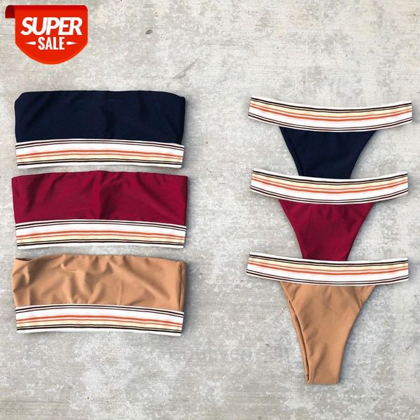 

bathing suits tube striped woven belt bikini women's swimsuit #if3s, White;black