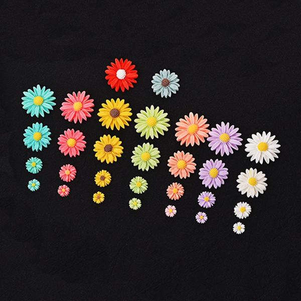 

party decoration 36pcs 10/13/22/26mm daisy flower flatback resin cabochons scrapbook craft diy embellishments phone decor headwear accessori