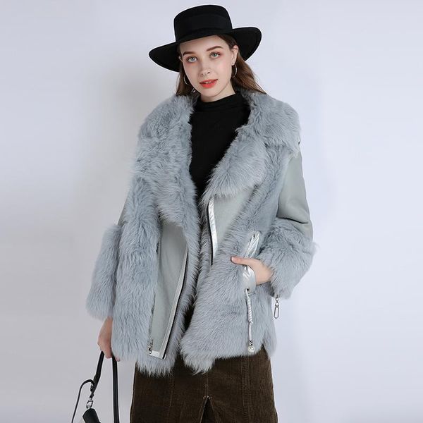 

women's fur & faux jacket natural real genuine leather sheep double-faced luxury shearling winter coat women p6096 yy1777, Black