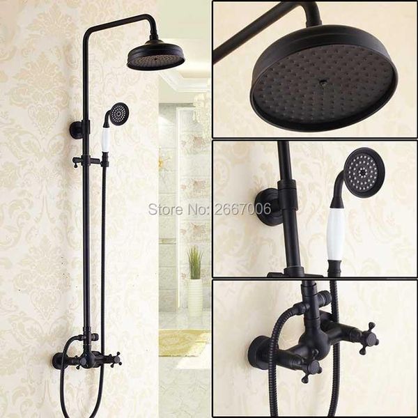 

royal decoration oil rubbed bronze black shower faucet set rain head bathroom wall mounted gi274 sets