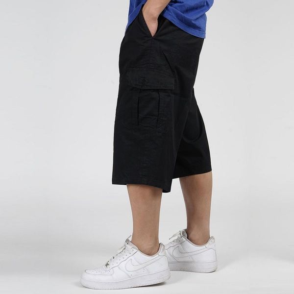 

men's summer cropped trousers overalls fashionable atmosphere han fan simple personality wild fried street style handsome pants, Black