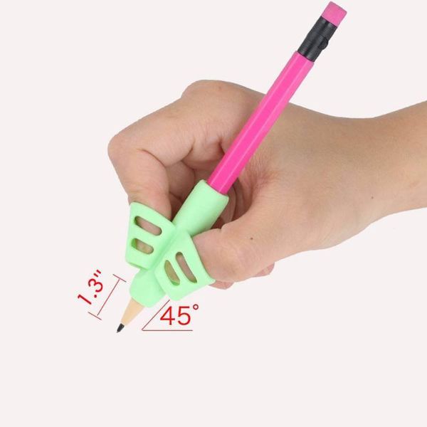 

3pcs / lot two-finger pen holder silicone children pencil writing aid grip posture correction tools material refills, Black;red
