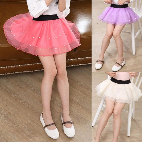 

skirts 3-10 yrs girls chiffon with pearls baby ballet tulle skirt children fluffy pettiskirts kids candy color dance wear skort1, Blue