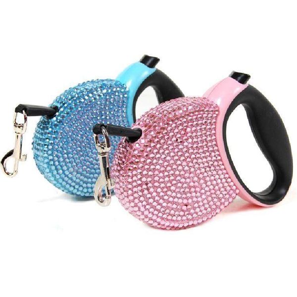 

dog collars & leashes puppies leash rhinestone bling senior retractable walking pets cats automatic leads for puppy small animals