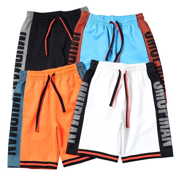 

summer sports breathable shorts men's running outdoor technical fabric contrast color hem honeycomb side five-cent trousers, White;black