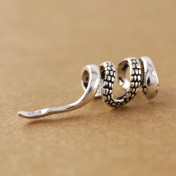 

clip-on & screw back 925 sterling silver retro rocker biker snake cuff earring - 1pc right ear only a1434