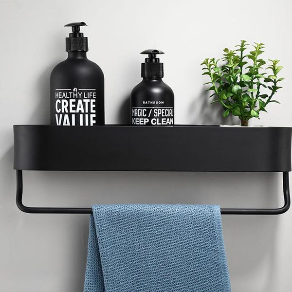 

bathroom storage & organization black shelf 30-60cm lenght kitchen wall shelves shower basket rack towel bar robe hooks accessories