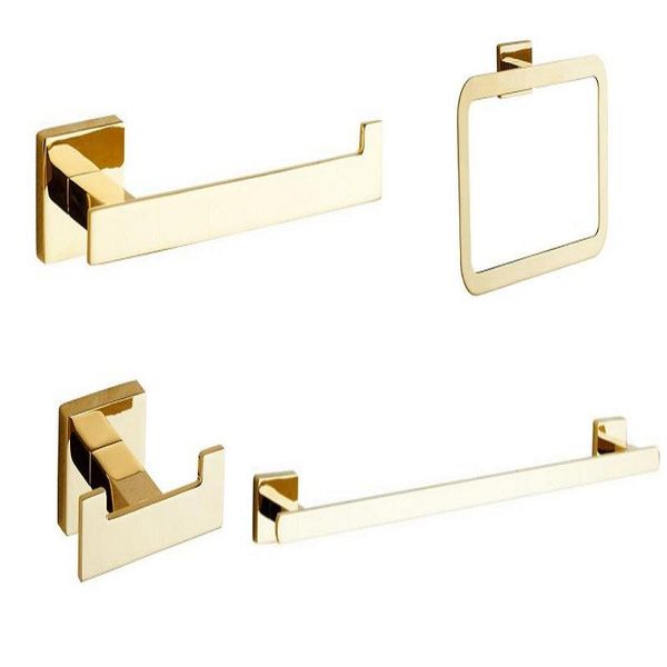 

bathroom accessory set gold towel ranger holder rack paper ring bar robe hook bath