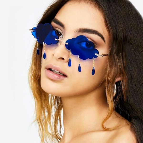 

sunglasses personality raindrops pendant borderless pc tassel cloud ocean piece decorative sun glasses fashion lens d, White;black