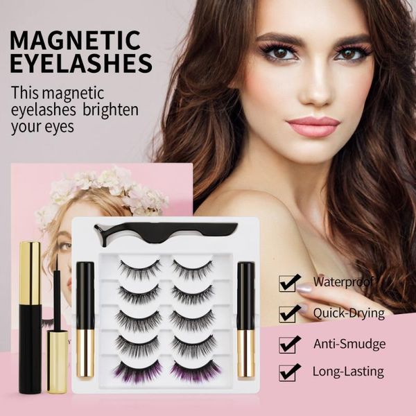 

false eyelashes 5pairs of 3d magnetic liquid eyeliner set magnet mixed long-lasting makeup tslm1