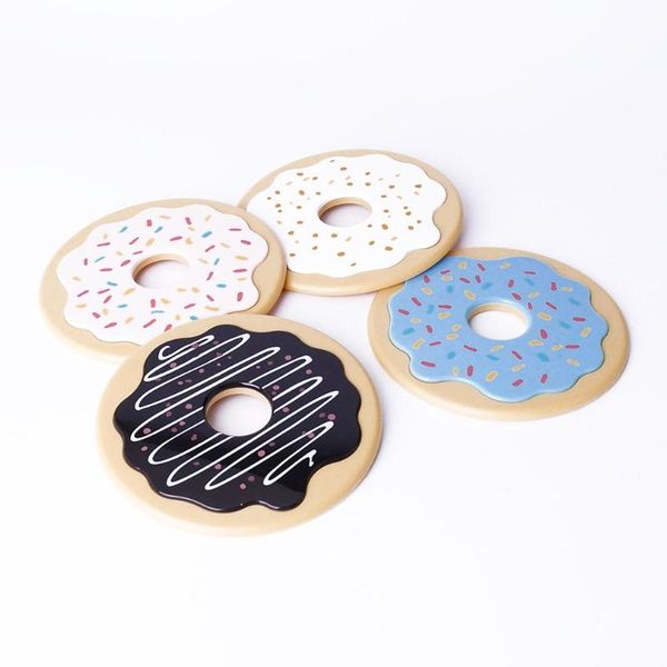 

table runner 4pcs/set drink coasters cup mat home decor doughnut coffee placemat tableware gadgets