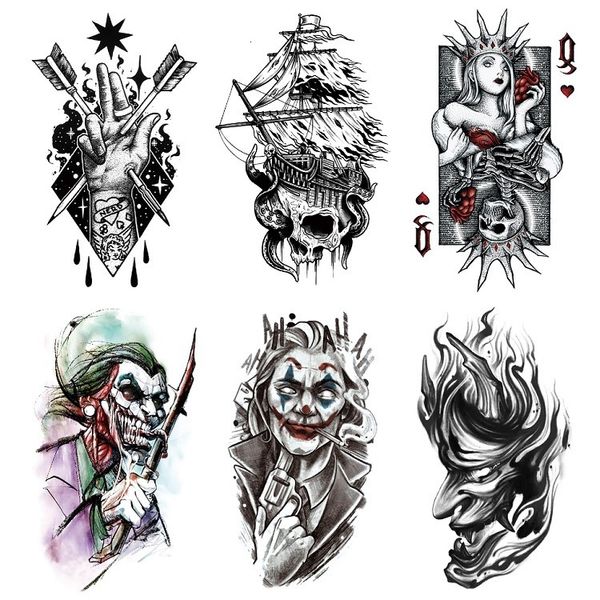 

tattoo paste clown devil ocs pirate ship half arm simulation sticker water transfer