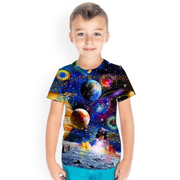 

island style design children 3d printed t-shirt animal print summer daily sweatshirt round neck short sleeve high quality, Blue