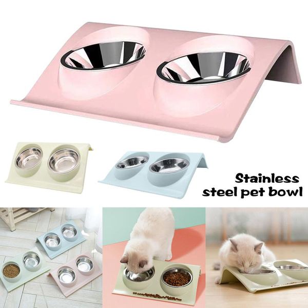 

stainless steel pet bowls non slip dog cat feeding z shape tools drop & feeders