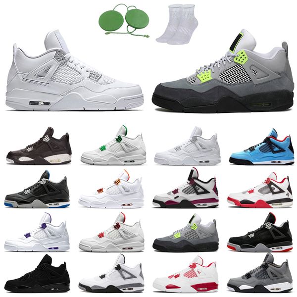 

4s man basketball shoes cool fashion color black cat court purple university red neon bred alternate motorsport orange metallic high white c