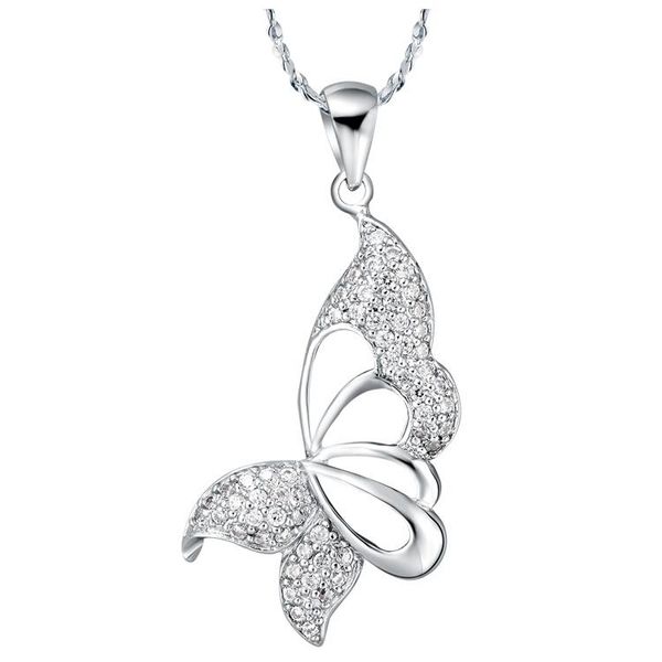 

pendant necklaces nice arrival plated delicate butterfly crystal fashion jewelrys for women gifts, Silver