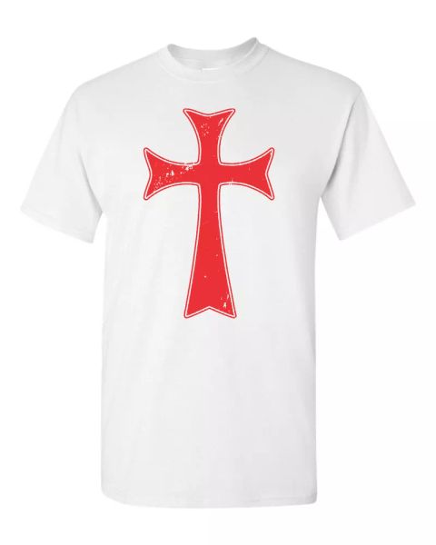 

christian crusader knights templar distressed cross t-shirt 1790, White;black