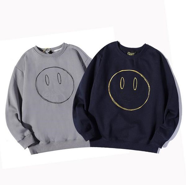 

european and american men's sweatshirt high street style graffiti smiley plus velvet couple sweater, Black