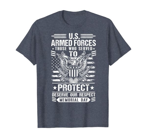 

u.s armed forces:deserve respect memorial day t-shirt, White;black