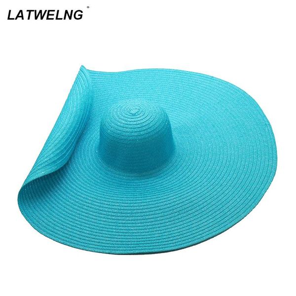 

wide brim hats female larger beach fashion ins oversized styling hat women foldable uv protection summer drop wholesale, Blue;gray