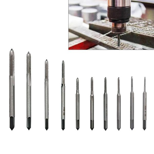 

hand tools 10 pcs mini metric tap set m1 - m3.5, machine screw thread straight flute for clocks and watches tapping