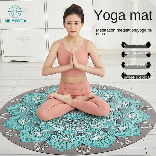 

natural rubber round yoga mat non-slip professional fitness carpet meditation mats