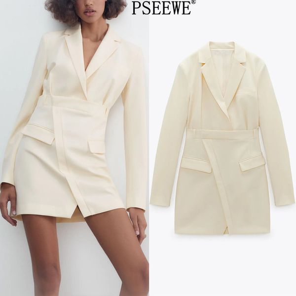 

yellow mini blazer dress women elegant spring long sleeve short dresses ladies fashion office wear formal 210513, Black;gray