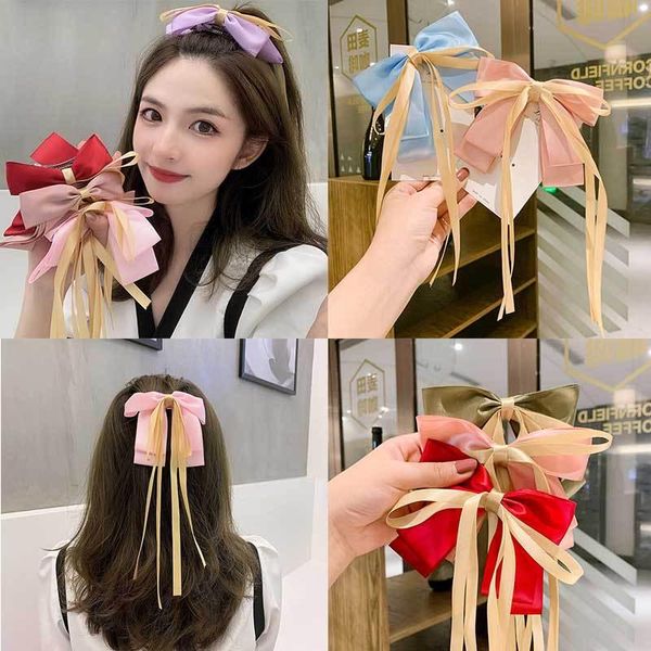 

hair accessories cute big size double layer bow clip for women girls long ribbon 2021 fashion korean hairpins barrette