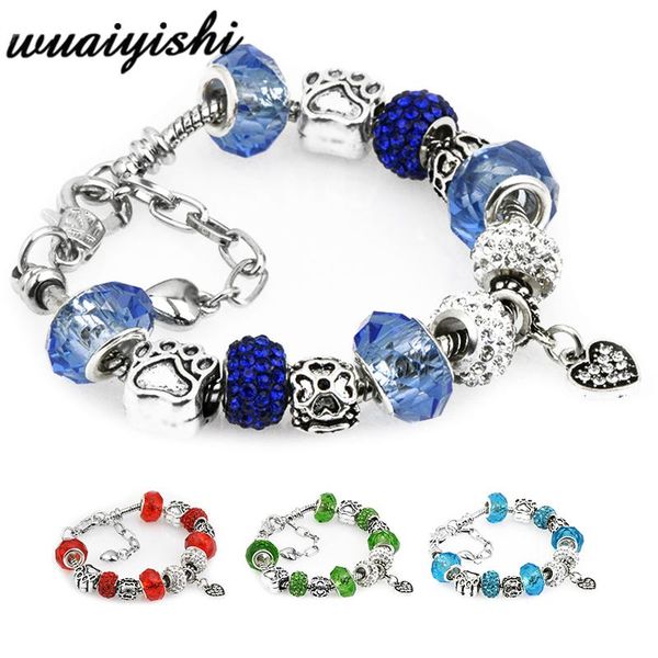 

link, chain love is a symbol ariety of design charm bracelet with enamel beads women&child glass fine fit women jewelry, Black