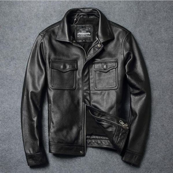 

men's leather & faux jacket short lapel amekaji special price, Black