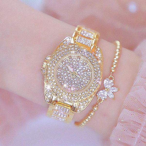 

wristwatches women watch 2022 casual ladies watches diamond gold silver stainless steel wristwatch montre femme, Slivery;brown