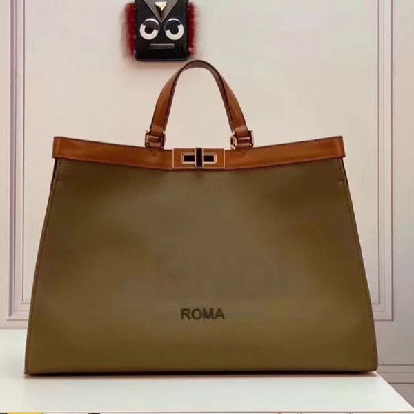 

designer handbags large quaty fend tote bag women dark green canvas hand bag medium handbag with interior pocket and signature twist lock bb