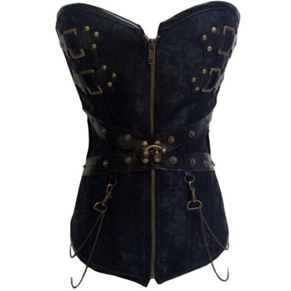 

women's shapers punk clothing slimming corset bustier waist overbust corsette for women plus size croset costume trainer, Black;white