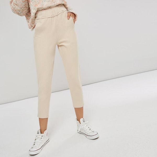 

women's pants & capris women casual ol preppy style slim plain pocket high waist female fashion apricot sweet vintage boho fall pencil, Black;white