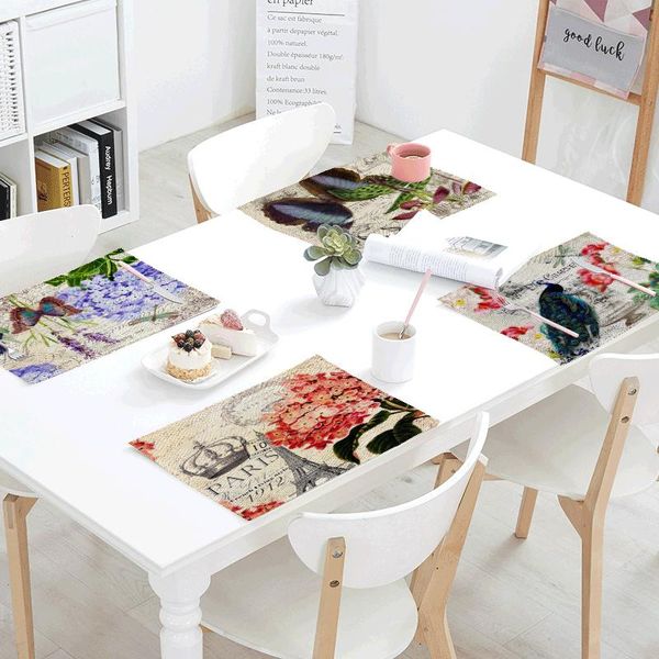 

table napkin vintage postmark butterfly pattern linen material tablecloth wedding dinner western restaurant decoration placemat