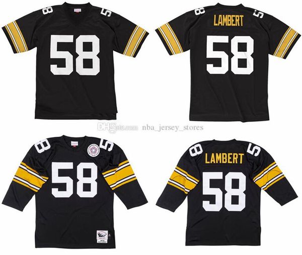 

stitched football jersey 58 jack lambert 1975 mitchell & ness retro rugby jerseys men women youth s-6xl, Black;red