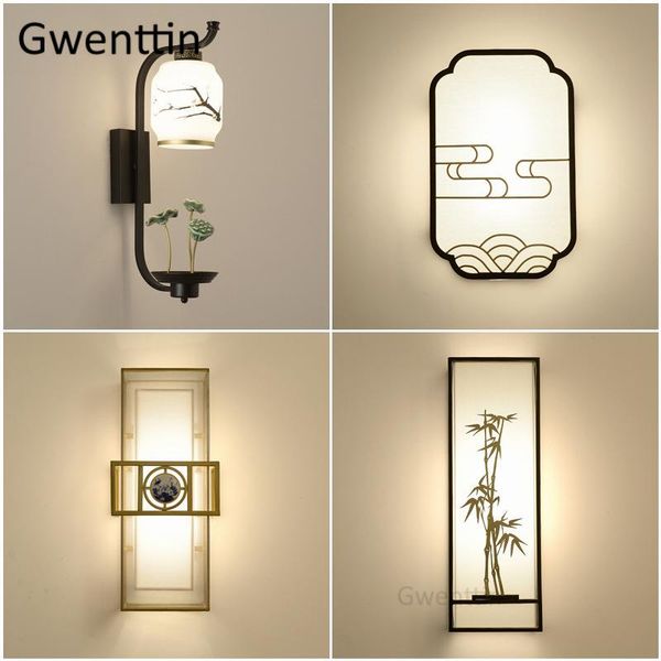 

wall lamp chinese style vintage lamps for living room bedroom glass fabric shade sconce light fixtures home decor luminaire