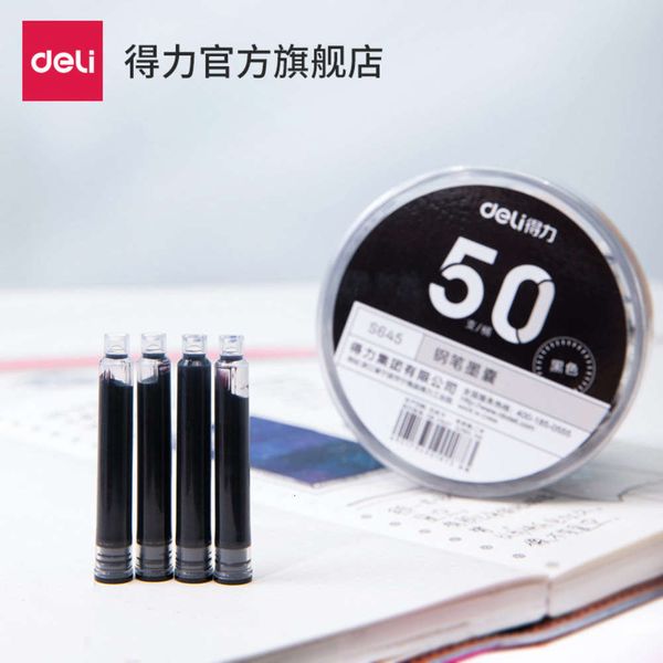 

the pen deli s645 primary school students' erasable pen ink bag, black pure blue ink, replaceable writing tool set